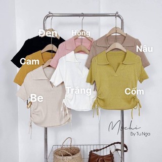 Áo polo dây rút eo 2 bên chất len