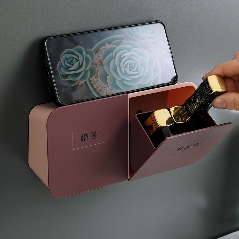[Hàng Sẵn] Hộp đựng bông tẩy trang - Decor nhà tắm Hộp đựng đồ treo tường 【Fluorine073】