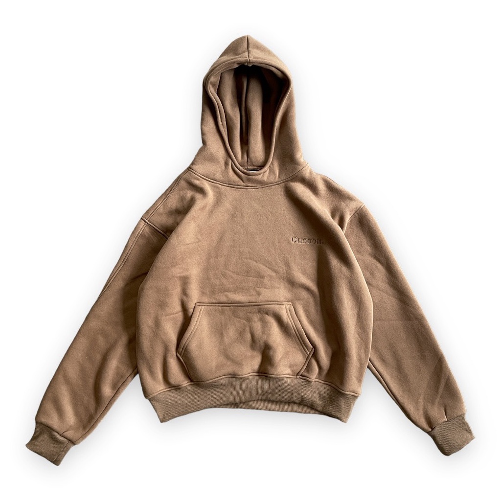 Áo Hoodie Drill Boxy nam nữ Gucoon  Nâu