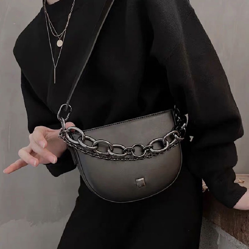 MISCHA Túi Đeo Chéo Vai Bằng Da PU Chất Lượng Cao Màu Trơn Phong Cách Hàn Quốc