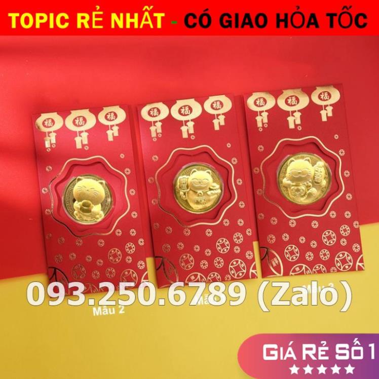 [HÓT 2023] Bao Lì Xì Mạ Vàng Mèo May Mắn Tài Lộc - Bao Lì Xì Mạ Vàng Thần Tài Tết 2023