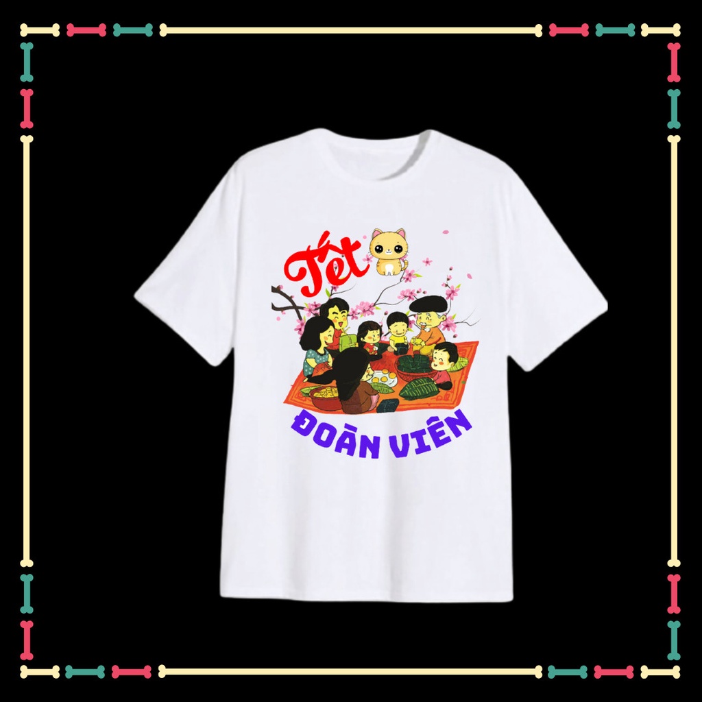Áo thun gia đình Tết 2023 Đoàn Viên, Xuân đoàn viên 2023, vải cotton co giãn 4 chiều, từ 10kg đến 90kg