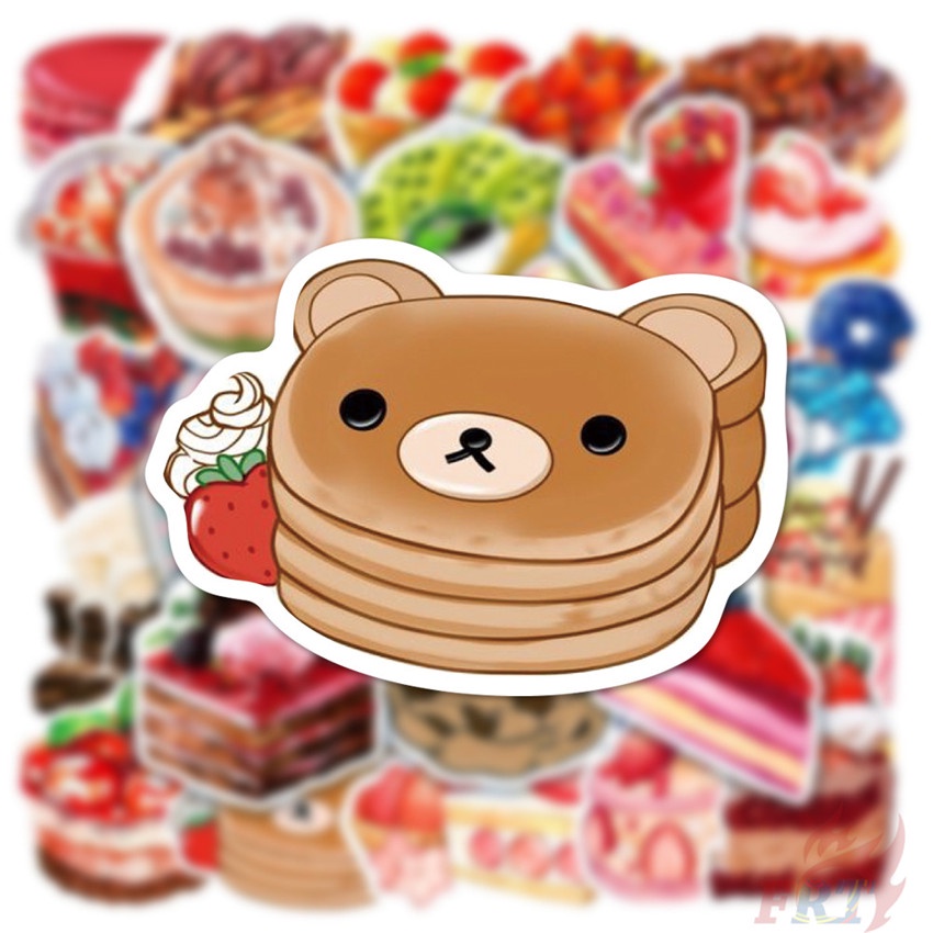 ❉ Loạt Tráng Miệng Ngon 01 Nhãn Dán ❉ Bộ 50 Sticker Chống Thấm Nước Họa Tiết Doodle Hợp Thời Trang