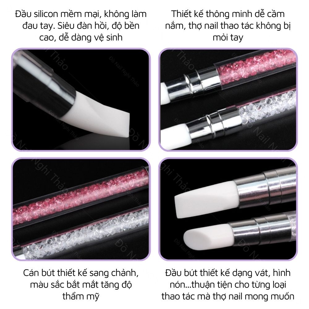 Bút silicon 2 đầu NGHI THẢO miết sticker, nặn gel làm hoa