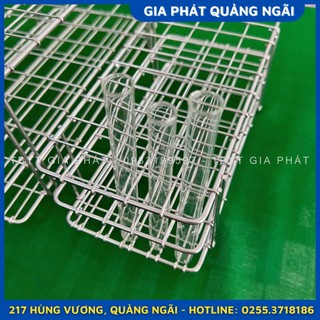 Khay đựng ống nghiệm inox fi 16-18-22 lỗ vuông 50 lỗ