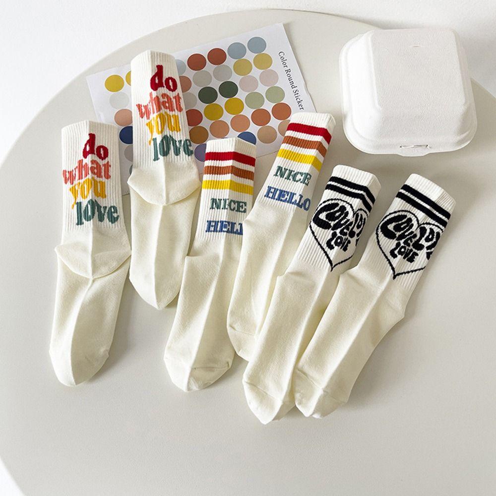 AROMA Tất Cotton Hoạ Tiết Hoa / Trái Tim / Chữ Graffiti Nhiều Màu Sắc Đáng Yêu Cho Nữ