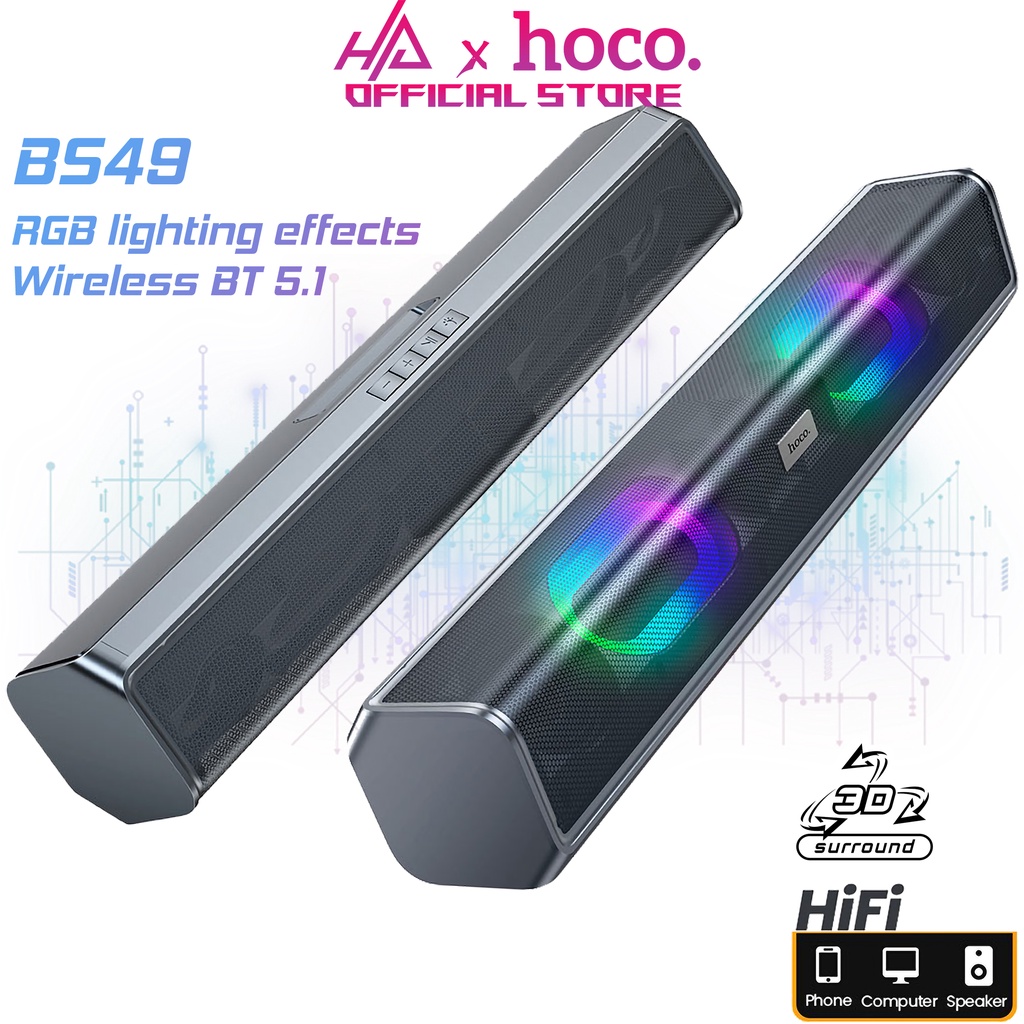 Loa Soundbar Hoco BS49 Dazzling sound BT 5.1, FM, TF, USB, AUX Pin 1800mAh Cao Cấp – Loa Không Dây Siêu Trầm