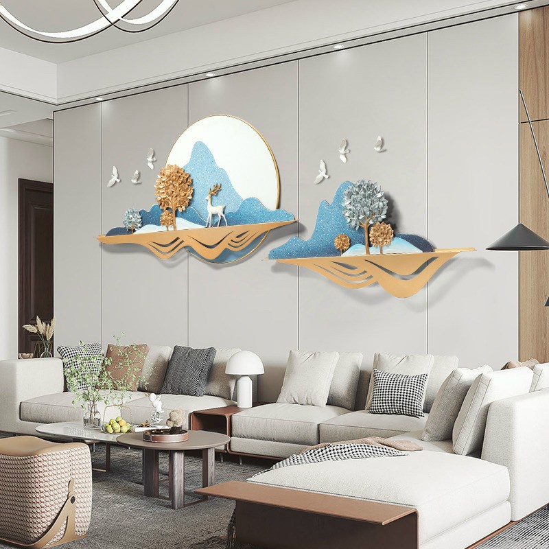 Tranh sắt treo tường trang trí nghệ thuật phù điêu-Decor kim loại phong cách mới,giá rẻ -kích thước 200x60cm