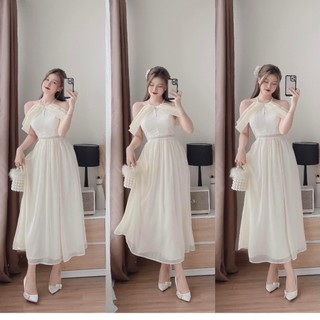 Đầm voan CHINGFON phối dây cườm cổ