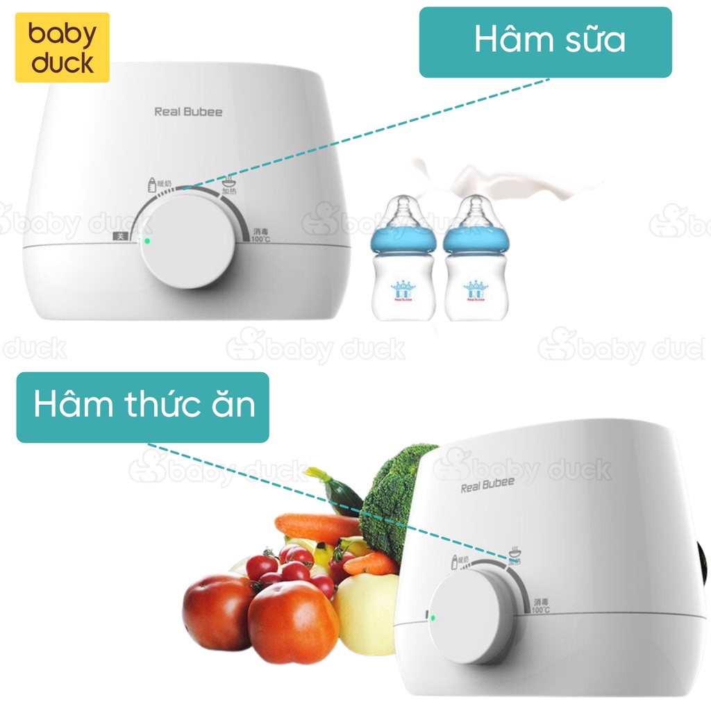 Máy hâm sữa Real Bubee 2 bình cổ rộng - Bảo Hành 12 Tháng - CHÍNH HÃNG