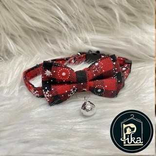 Vòng cổ kèm nơ chuông, charm dây cổ Noel - Pika Petshop