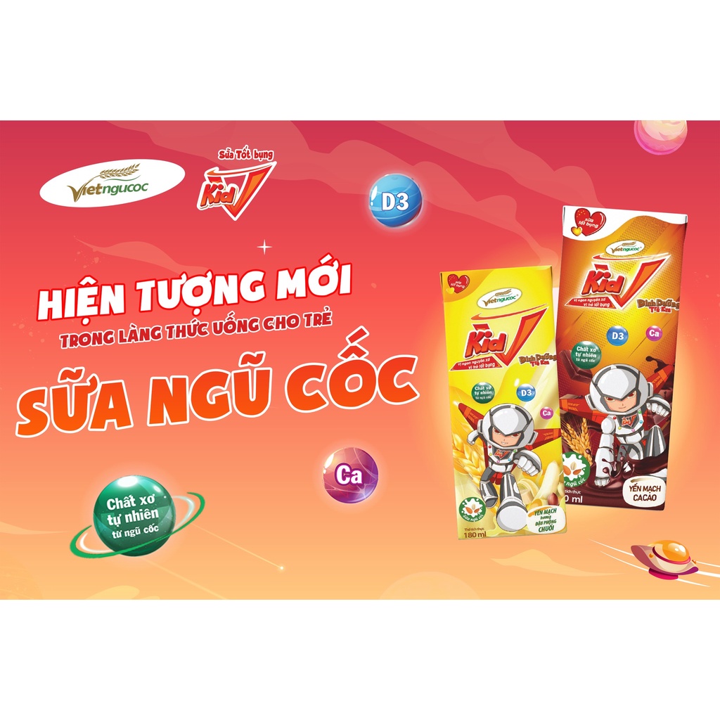 Thùng 48 Hộp Sữa Yến Mạch Vkid VIỆT NGŨ CỐC Cho Bé Thơm Ngon Nhiều Vị 110ml Bao Bì Cũ