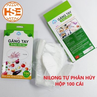 Hộp 100 GĂNG TAY nilon PE size L, M (Tự hủy sinh học an toàn môi trường) bảo vệ da tay chống vi khuẩn sử dụng 1 lần -HSE