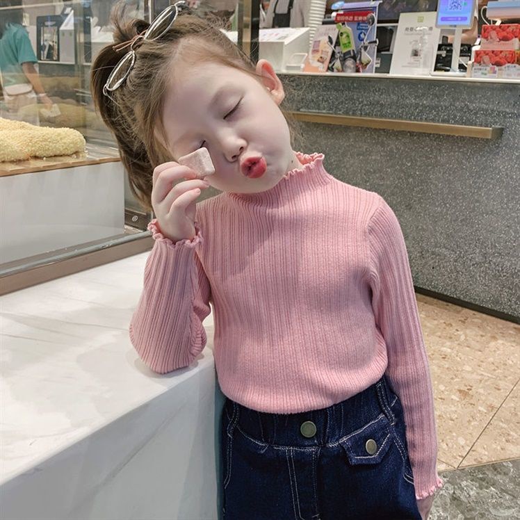 Áo Thun Tay Dài Họa Tiết Kẻ Sọc Phong Cách Hàn Quốc Thời Trang Mùa Thu Xinh Xắn Cho Bé Gái