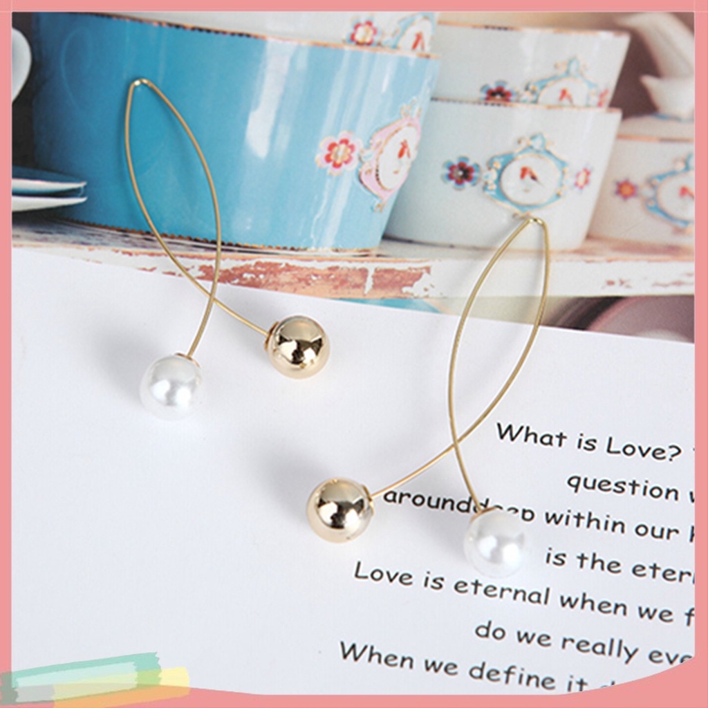 Bông tai dáng dài đính ngọc trai nhân tạo thanh lịch thời trang