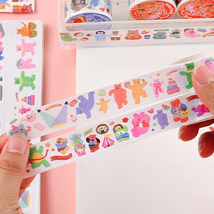 Băng Keo Dán Trang Trí Nhật Ký Hình Gấu Hoạt Hình Dễ Thương DIY