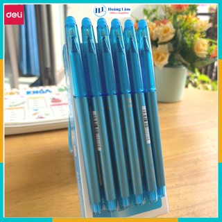Bút gel xóa được có nắp đậy Deli - ngòi 0.5mm - mực Xanh/ Đen có ruột thay - SA108