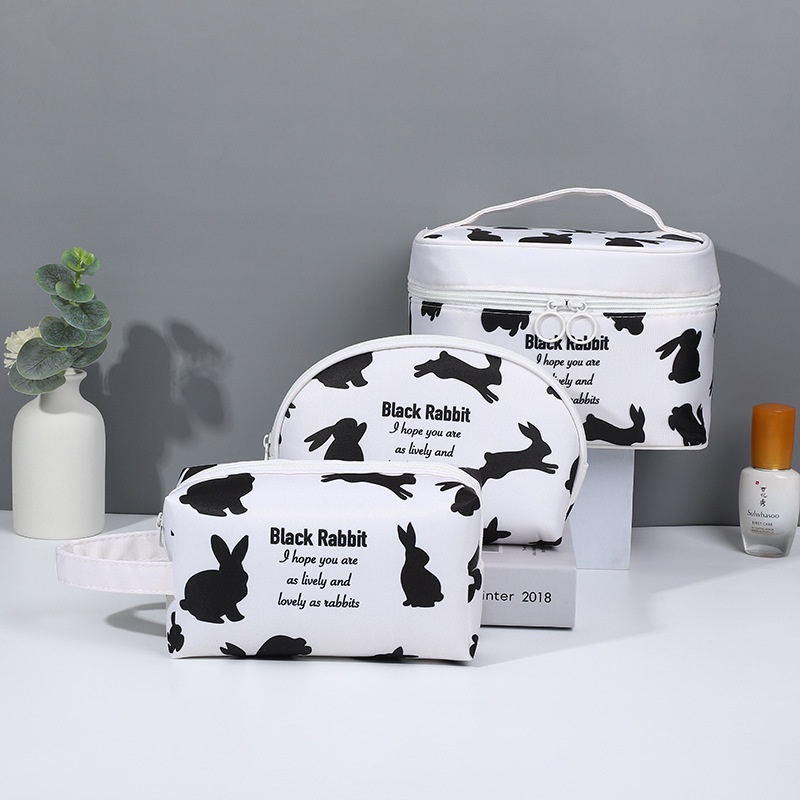 Túi Đựng Mỹ Phẩm Chống Thấm Nước Màu Trắng Đen Thời Trang