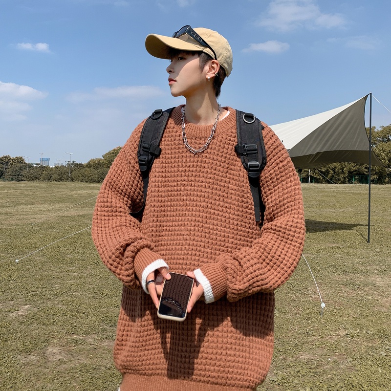 Ifnicefuture Áo sweater Dệt Kim Cổ Thuyền Dáng Rộng Đơn Giản Thời Trang Bán Chạy Dành Cho Nam Giới
