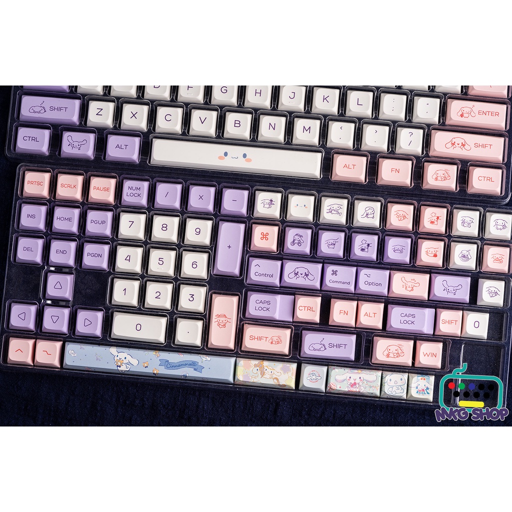 Keycap Cinnamoroll XDA profile, nhựa PBT dyesub 144 nút bàn phím cơ mac os