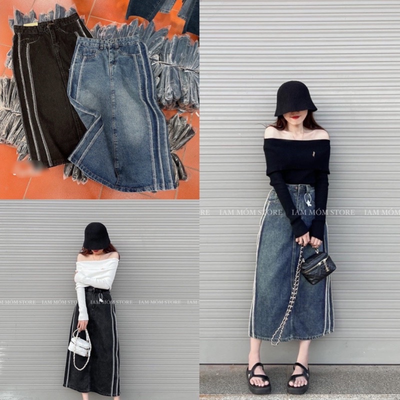 CHÂN VÁY JEANS VIỀN SƯỜN 2 BÊN THỜI TRANG #905