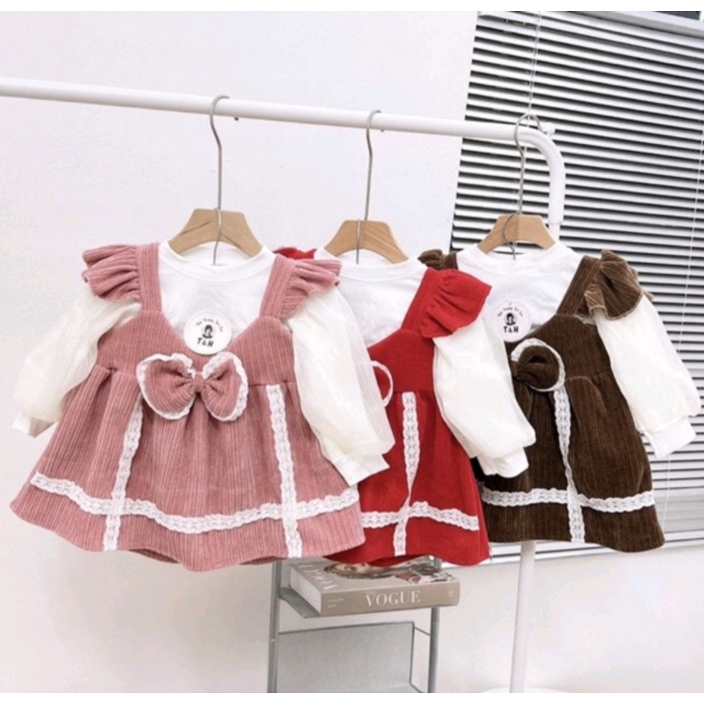Set váy nhung tay bồng cao cấp cho bé gái 10-22kg mặc đi chơi, đi học