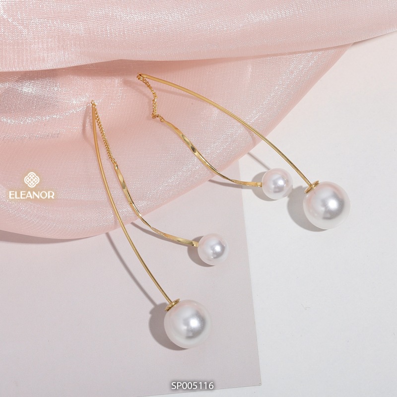 Bông tai nữ Eleanor Accessories gắn ngọc nhân tạo khuyên tai dáng dài thanh lịch phụ kiên trang sức 5116