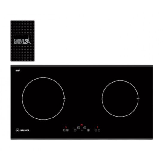 Bếp từ Malloca MH-02I D - Bếp từ đôi lắp âm, màu đen chấm bi, 72cm x 38cm
