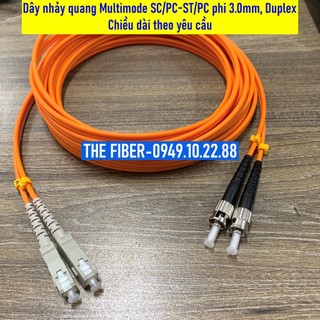 Dây nhảy quang multimode sc/pc-st/pc duplex, phi 3.0mm - chiều dài theo yêu cầu