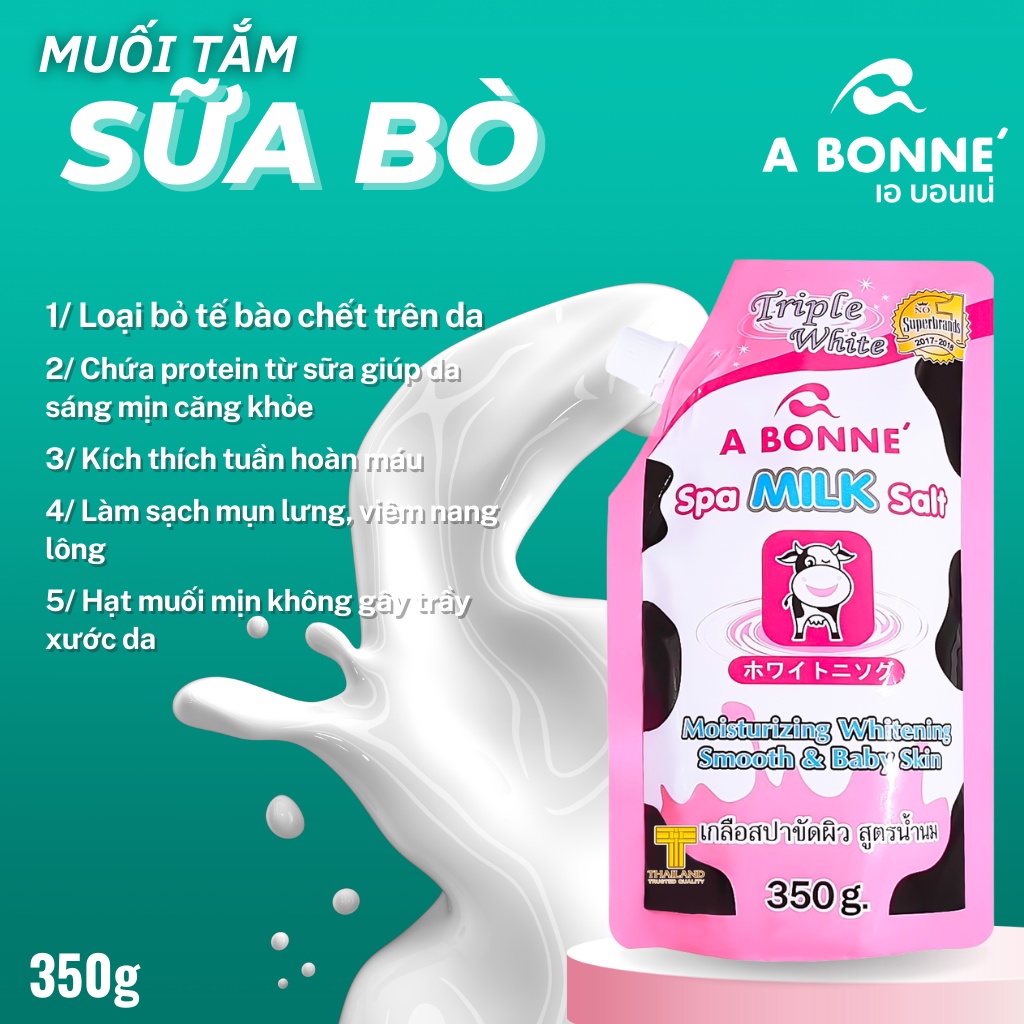 Muối tắm tẩy tế bào chết chiết xuất sữa bò A Bonne Spa Milk Salt 350g