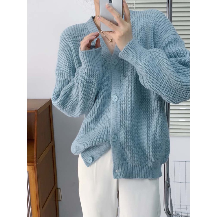 Áo khoác cardigan ấm áp, chất len mềm mịn, thời trang thu đông dành cho nữ