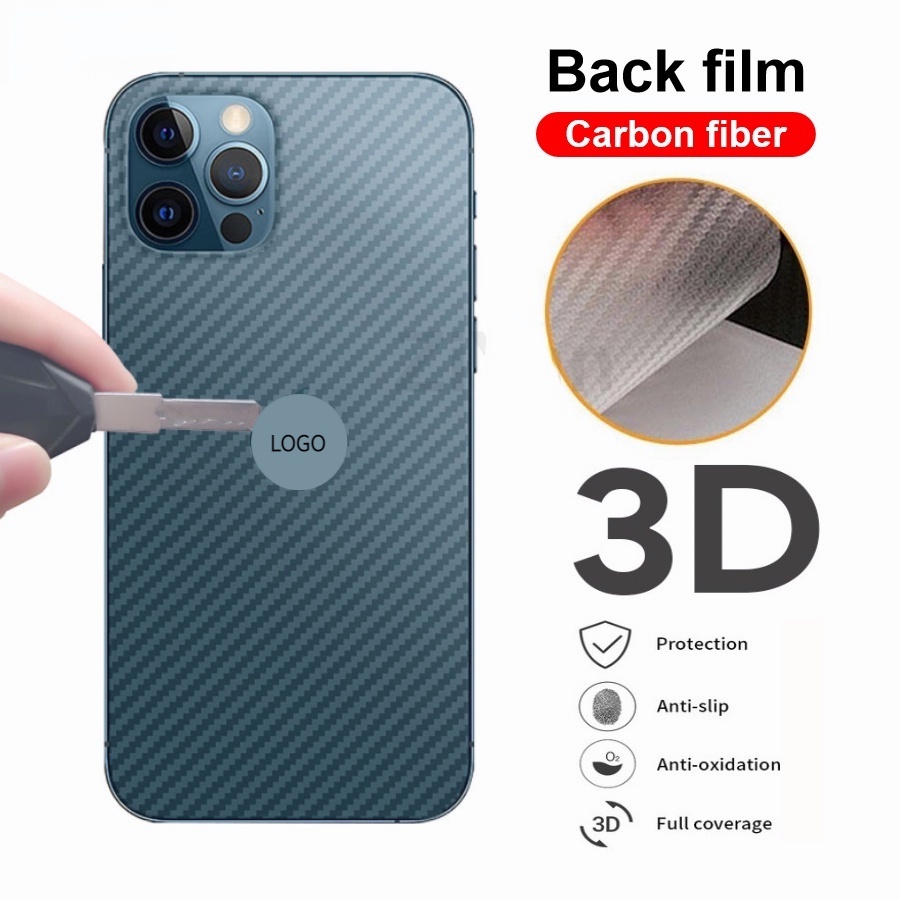 【 2 Trong 1】Miếng dán mặt lưng cacbon chống vân tay,xước Cho iPhone 7 8 Plus SE X XR Xs Max 11 12 13 14 Pro Max Mini Plus