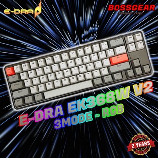 Bàn phím cơ EDRA EK368W V2 3 Mode kết nối LED RGB Red / Brown Edra custom switch keycap PBT Cherry profile