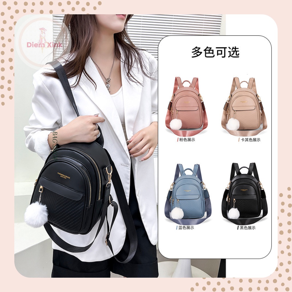 Balo Nữ Thời Trang Hàn Quốc Đi Học Đi Làm Balo Size 26cm Nhiều Ngăn Giá Rẻ Dành Cho Sinh Viên Da Pu Mềm Đẹp Đứng Phom