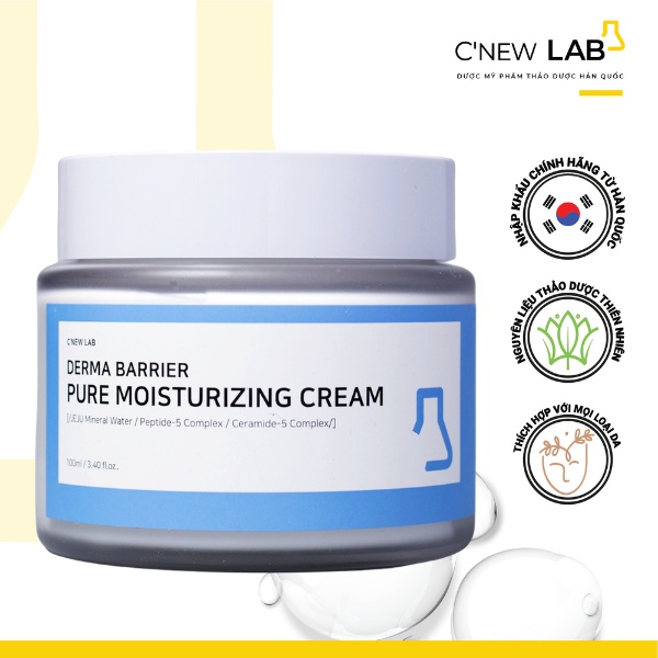 Kem Dưỡng Da Cấp Ẩm Derma Barrier Pure Moisturizing Cream C'NEW LAB Giúp Da Mịn Màng, Tươi Sáng 100ml - Màu Xanh