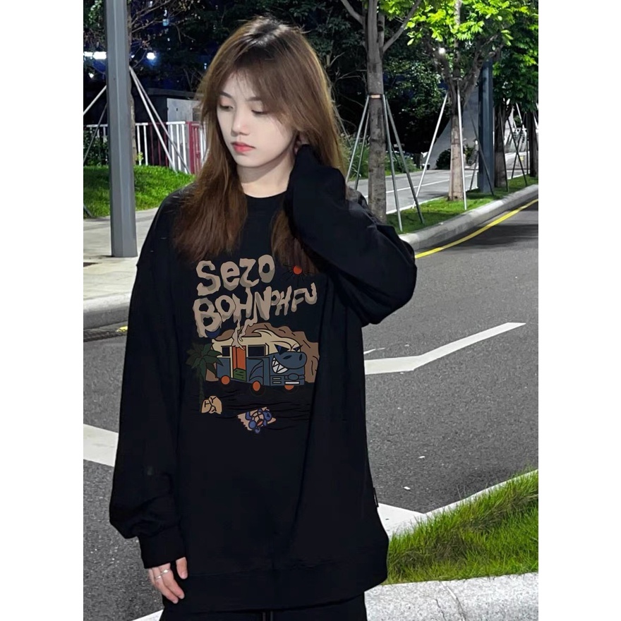 Áo sweater XIAOZHAINV cổ tròn dài tay dáng rộng thời trang Hàn Quốc cho nữ