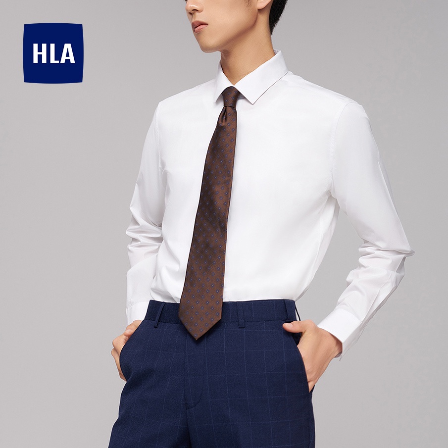 HLA - Áo sơ mi nam trắng công sở dài tay Soft and comfortable formal White Shirt