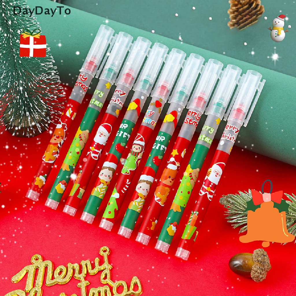 Set 5 Bút Bi Ngòi 0.5mm Mực Đen Chủ Đề Giáng Sinh