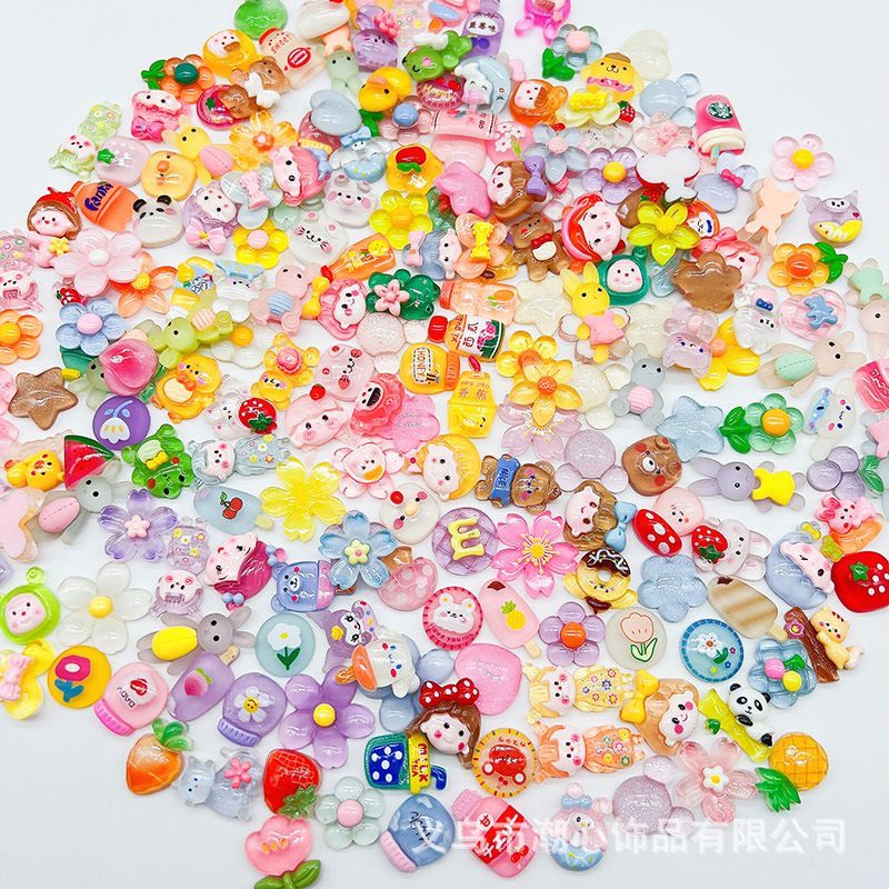 Set charm trang trí dễ thương mix nhiều hình, gắn ốp điện thoại, bình nước, cốc, gương, slime...phụ kiện trang trí