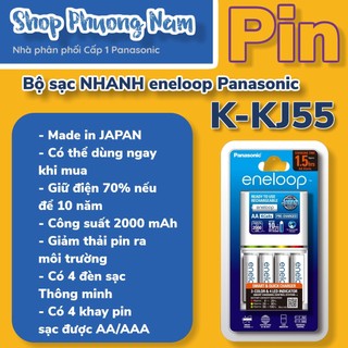Bộ sạc thường K-KJ51 & bộ sạc NHANH K-KJ55 & Pin sạc eneloop Panasonic AA, AAA eneloop tiêu chuẩn và Pro 2000mAh, 2550mA