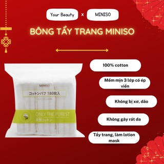 Bông tẩy trang MINISO Nhật Bản mềm mịn loại túi 180M