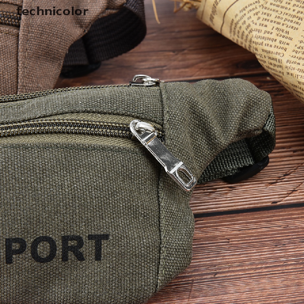 1 Túi Đeo Hông Bằng Vải canvas Cỡ Lớn Có Khóa Kéo Thời Trang Tiện Dụng Mang Theo Du Lịch / Cắm Trại