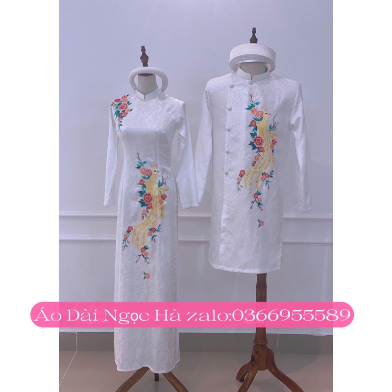 Áo Dài Cưới Cô Dâu Trắng Chú Rể Cặp Nam Nữ Cưới Hỏi Cao Cấp