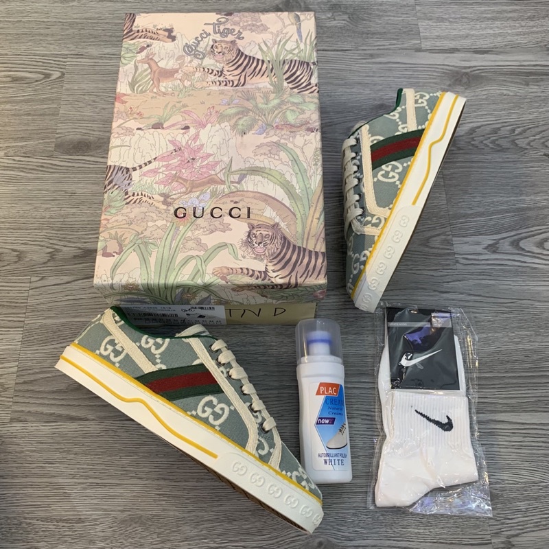 Giày thể thao GG Tennis 1977 3 vạch 𝐆𝐮𝐜𝐜𝐢 Xanh , Giày GC Sọc Xanh Đỏ Navy Cao Cấp - Ảnh thật
