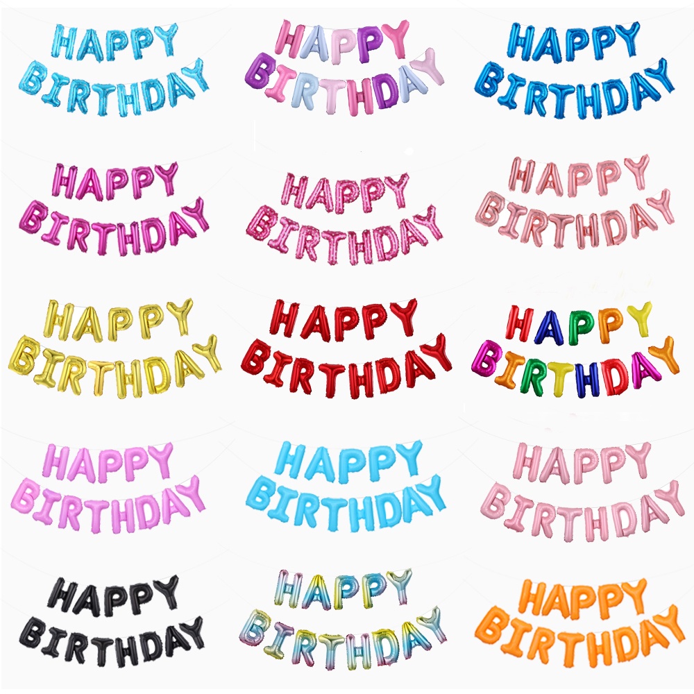 Bong Bóng Lõi Vàng Hồng Hình Chữ Happy Birthday Trang Trí Tiệc Sinh Nhật Globos Balony Anniversaire