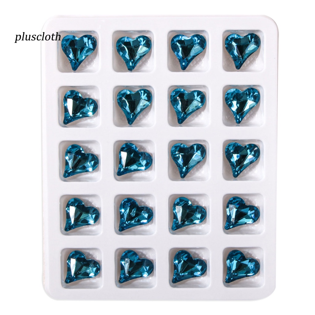 Bộ 20 Phụ Kiện Trang Trí Móng Tay Hình Trái Tim 3D Màu Sắc