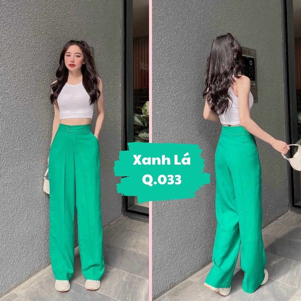 Quần Ống Rộng Nữ Lưng Cao Rymola Kiểu Dáng Quần Tây Ống Suông Cạp Cao Khóa Trước Chất Vải Tuyết Mưa Vitex Q033