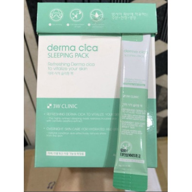 Mặt nạ ngủ chiếc xuất rau má dưỡng ẩm, làm sáng da 3W CLINIC DERMA CICA SLEEPING PACK - 1 X 20 GÓI