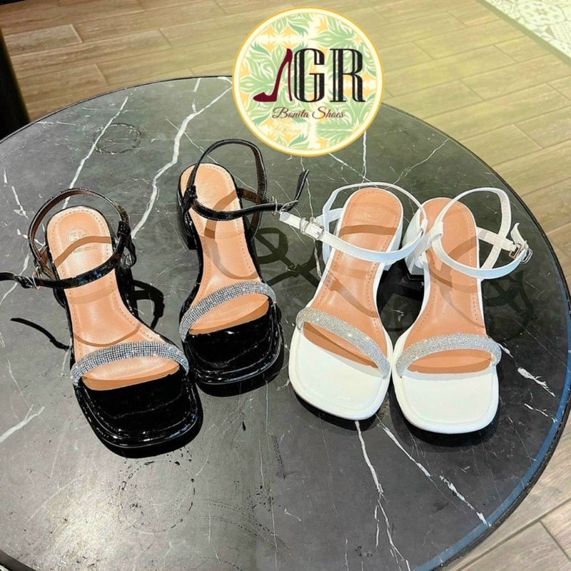 Sandal quai mảnh đính đá sáng cao cấp cao 3 cm
