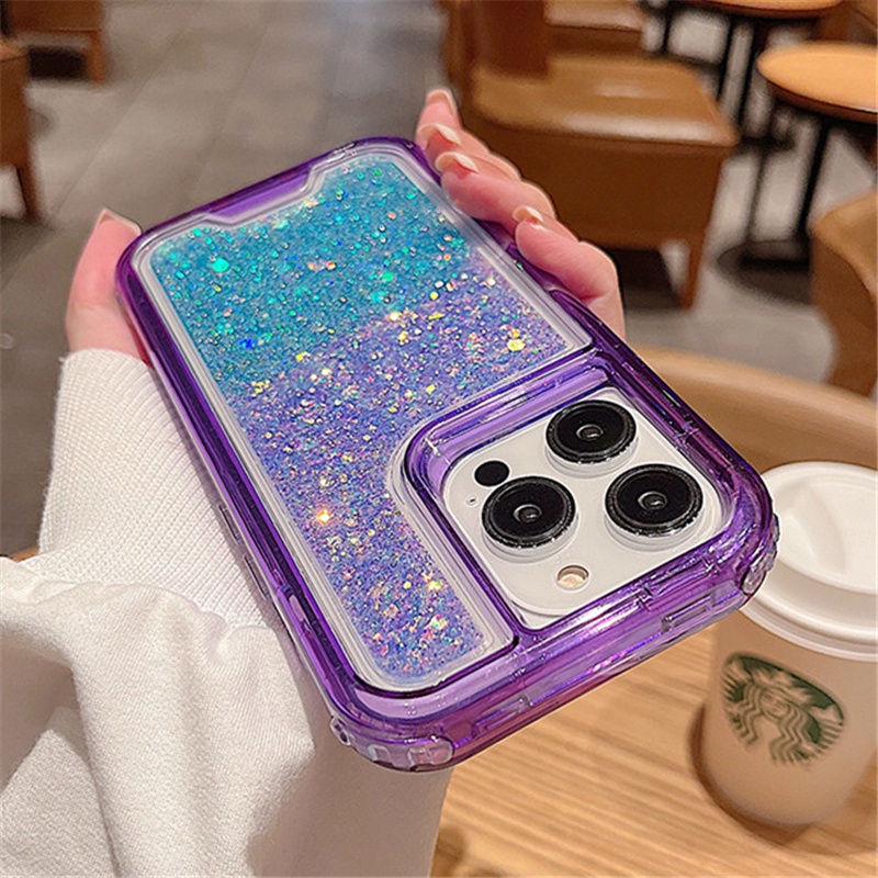 Ốp Điện Thoại iPhone 14 13 12 11 Pro max 14 plus Silicon ốp lưng iphone 14 13 12 11 promax Dạng Giáp Chống Sốc Màu Gradient Lấp Lánh 3 Trong 1 Sang Trọng Cho iP 14 Plus 11 12 13 14 Pro Max